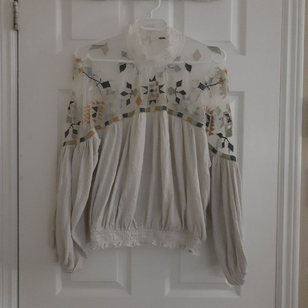 Free People Cream and Multicolor Embroidered Blouse - Picture 3 of 15